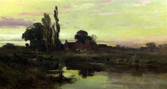 John Horace Hooper (fl.1877-1892) Farm in a river landscape 23 x 41.5in.